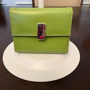 Liz Claiborne Lime Green Compact Leather Wallet